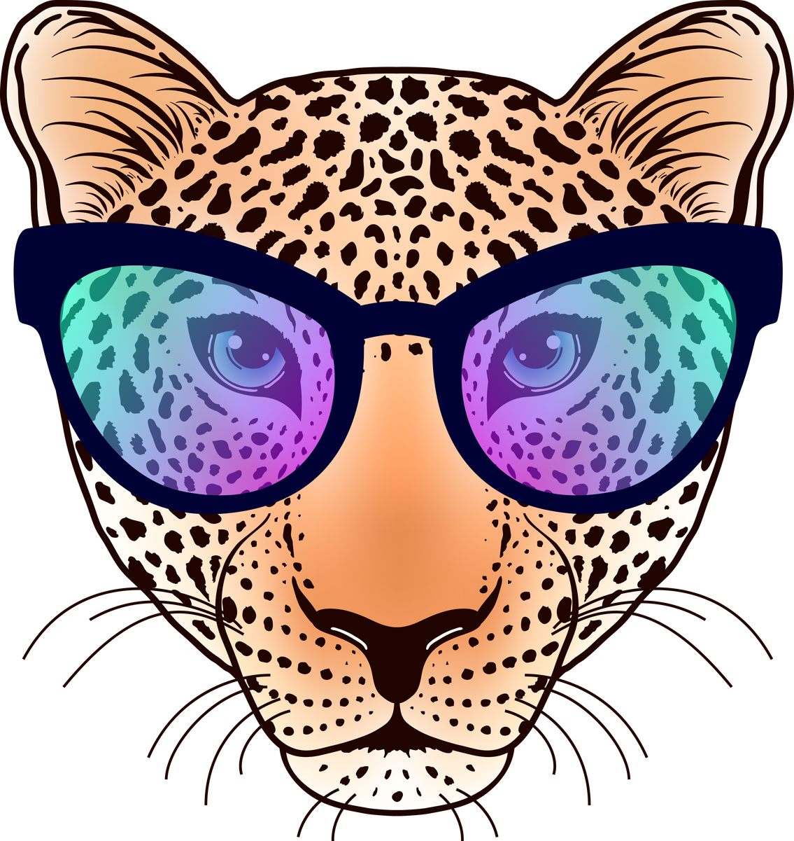 Leopard Head with Sunglasses Illustration